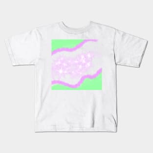 Green pink watercolor glitter sparkle art Kids T-Shirt